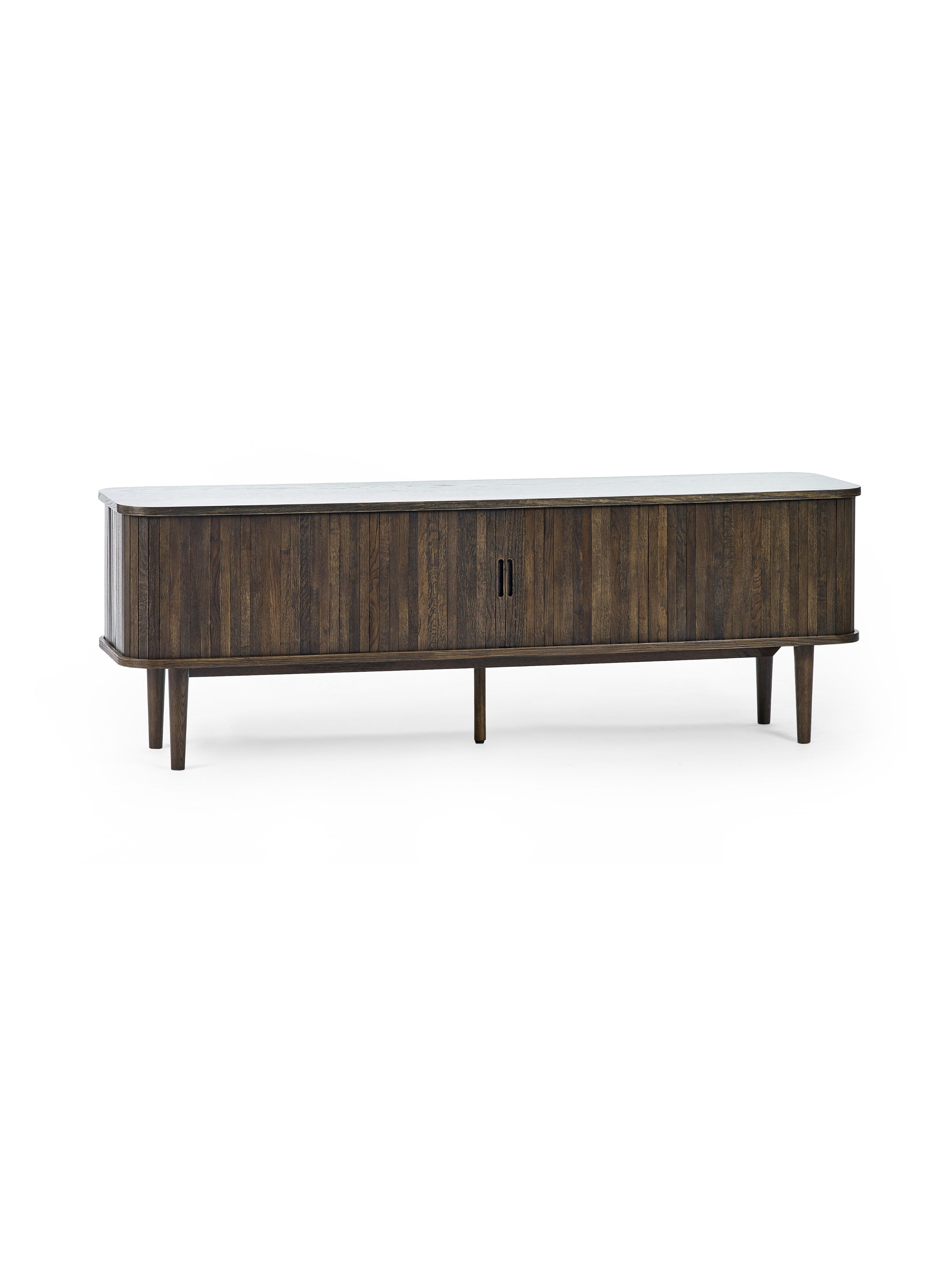 Pedra Dark Oak Wood Slatted Media Unit